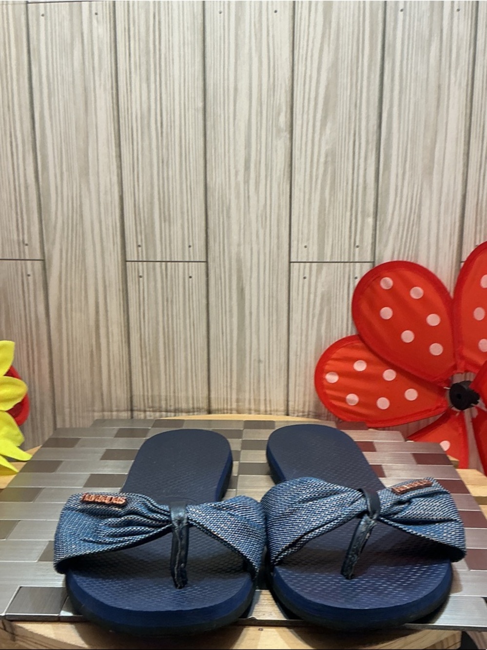 Havaianas Navy Blue Bow Thong Flats